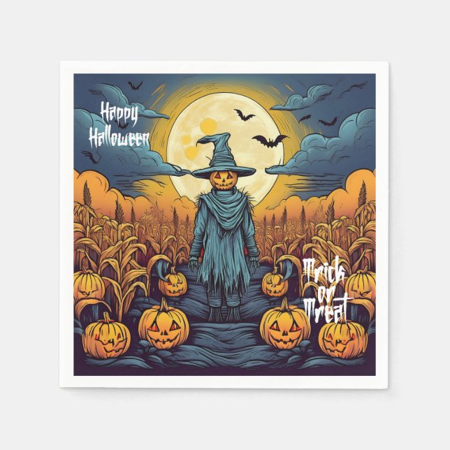 Halloween Maisfeld & Scare Crow Serviette (Vorderseite)