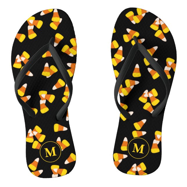 Halloween-Maismuster mit Monogramm Flip Flops (Fußbett)