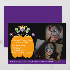 Halloween Makeup Artist Booking Business Feiertagskarte