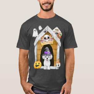 Halloween Malteser Hund Hexe Spuk House T - Shirt