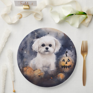 Halloween Malteser mit Kürbissen Gruselig  Pappteller