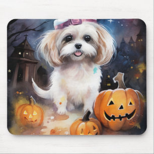 Halloween Malti Tzu mit Pumpkins Beängstigend Mousepad