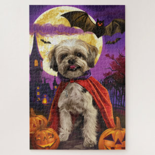 Halloween Malti Tzu Vampire Pumpkins Beängstigend Puzzle