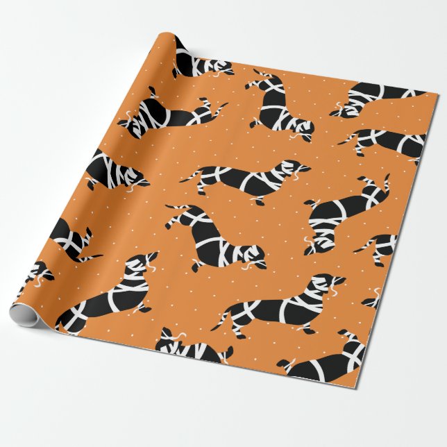 Halloween-Mama-Dackeln Geschenkpapier (Ungerollt)