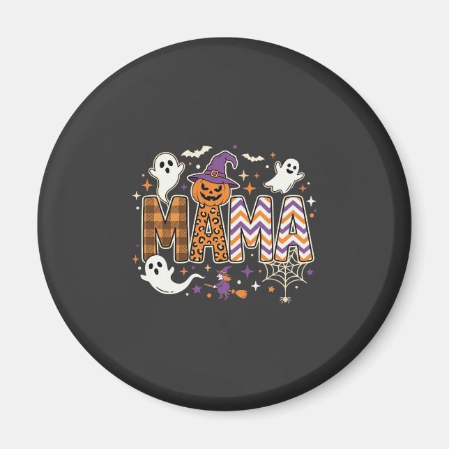 Halloween Mama Geister Hexe und Kürbis Grafik Magnet (Vorne)