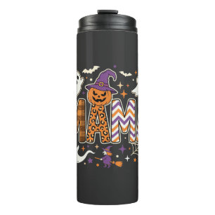 Halloween Mama Geister Hexe und Kürbis Grafik Thermosbecher