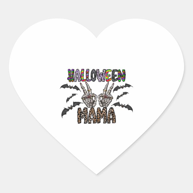 Halloween Mama Herz-Aufkleber (Vorderseite)