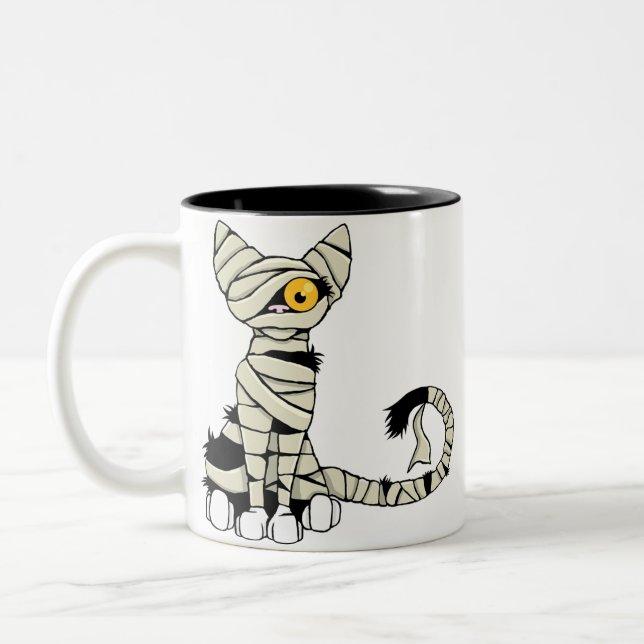 Halloween-Mama-Katzen-Tasse Zweifarbige Tasse (Links)