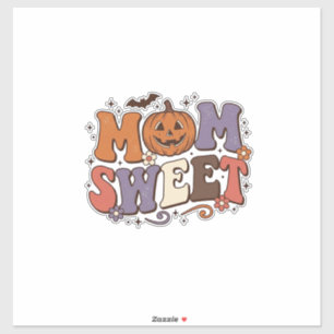 Halloween-Mama süßer Kürbis Vintage-Shirt-Design_1 Aufkleber