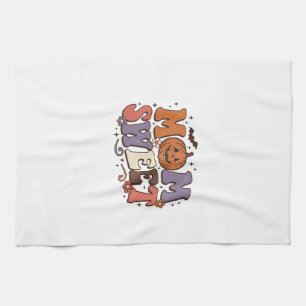 Halloween-Mama süßer Kürbis Vintage-Shirt-Design_1 Geschirrtuch