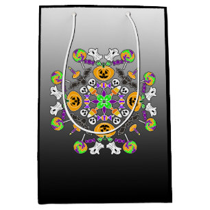 Halloween Mandala Geister, Pumpkins, Fledermäuse u Mittlere Geschenktüte