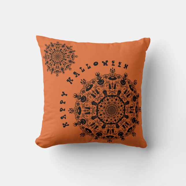 Halloween Mandala Kissen (Vorderseite)