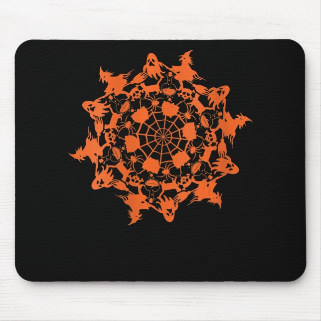 Halloween Mandala Spider Witch Ghost Mousepad (Vorne)