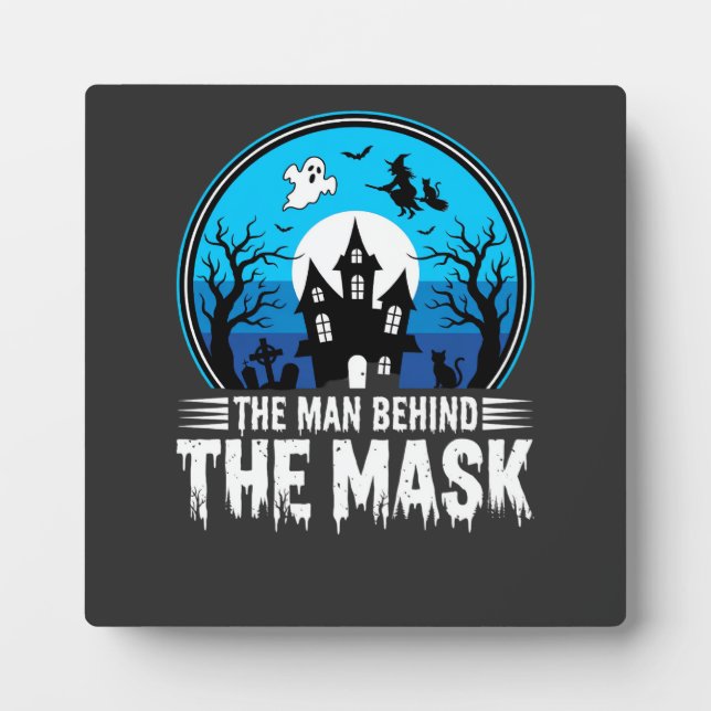 Halloween Mann hinter der Maske Spukhaus Fotoplatte (Vorderseite)