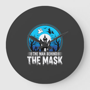 Halloween-Mann hinter der Maske Spukhaus Große Wanduhr