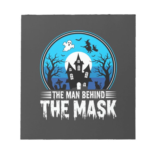 Halloween Mann hinter der Maske Spukhaus Notizblock (Vorderseite)