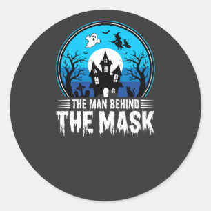 Halloween Mann hinter der Maske Spukhaus Runder Aufkleber