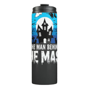 Halloween-Mann hinter der Maske Spukhaus Thermosbecher