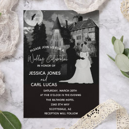 Halloween Mansion Couple Wedding October Einladung