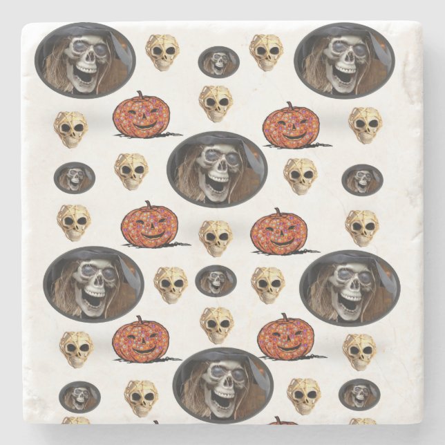 Halloween Marmor Steinohrstecker Steinuntersetzer (Vorderseite)