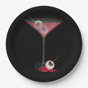 Halloween Martini mit Eyeball Pappteller