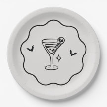 Halloween Martini-Schädel-Papierpartyplatte