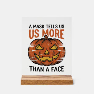 Halloween-Masken-Zitat Vintage-Kürbis-Gesicht T-Sh Acrylschild