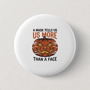 Halloween-Masken-Zitat Vintage-Kürbis-Gesicht T-Sh Button