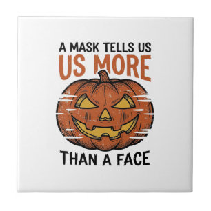 Halloween-Masken-Zitat Vintage-Kürbis-Gesicht T-Sh Fliese