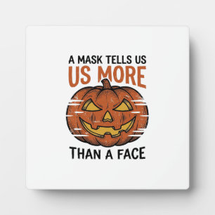 Halloween-Masken-Zitat Vintage-Kürbis-Gesicht T-Sh Fotoplatte