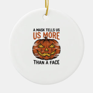 Halloween-Masken-Zitat Vintage-Kürbis-Gesicht T-Sh Keramik Ornament