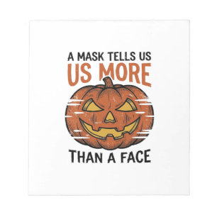 Halloween-Masken-Zitat Vintage-Kürbis-Gesicht T-Sh Notizblock