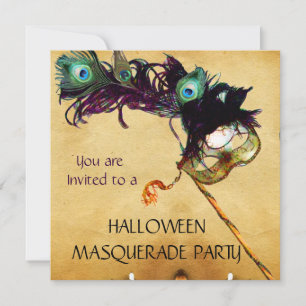 HALLOWEEN MASKENPARTY schwarz blau weiß Einladung