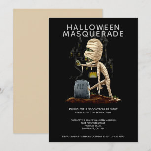 Halloween-Maskerade-Mumie und Grab Einladung