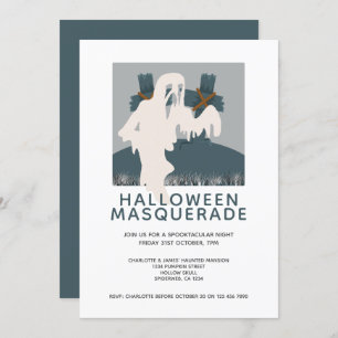 Halloween Masquerade Ghost und Grave Personalisier Einladung