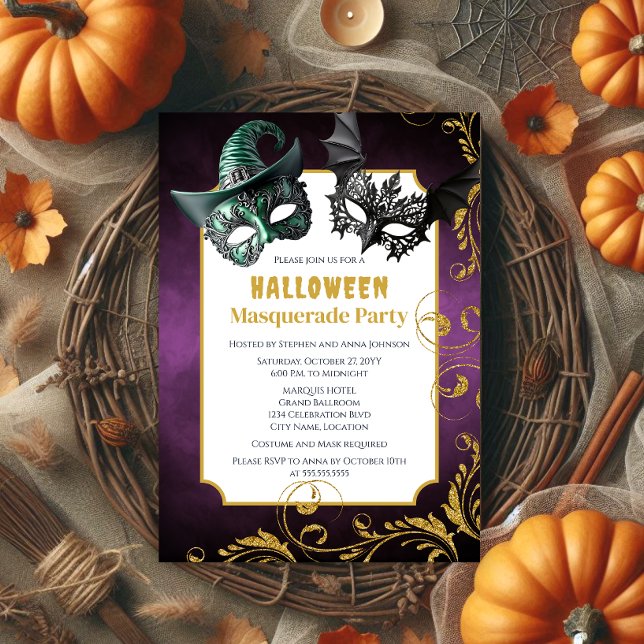 Halloween Masquerade Party Einladung (Halloween masquerade party invitation front.)