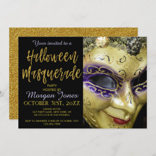 Halloween Masquerade Party mit moderner Typografie Einladung