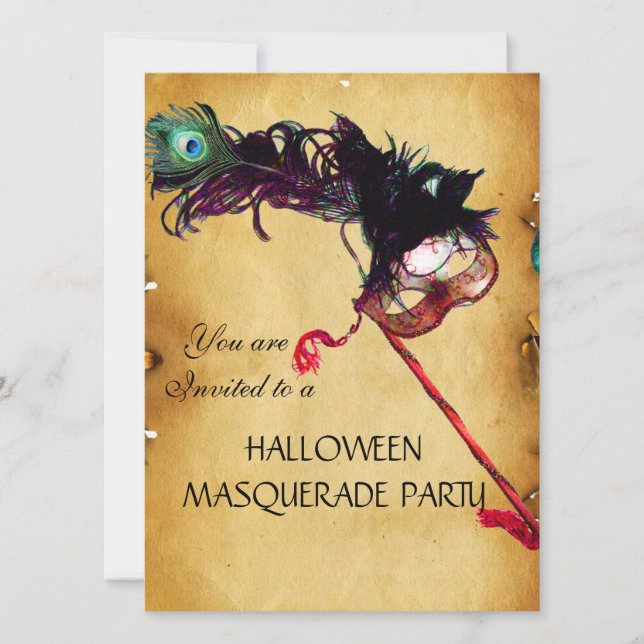 HALLOWEEN MASQUERADE PARTY, Pergament Einladung (Vorderseite)