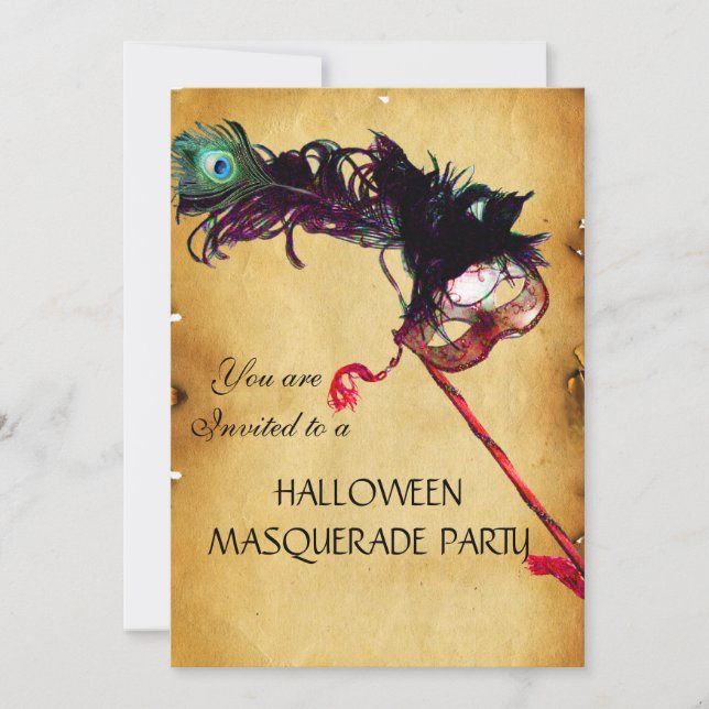 HALLOWEEN MASQUERADE PARTY, Pergamentwachs Siegel Einladung (Vorderseite)