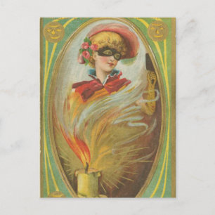 Halloween Masquerade Woman Vintag Postkarte