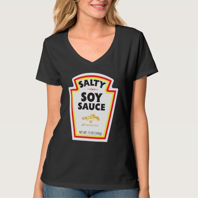Halloween Matching Costume Salty Soy Sauce Flasche T-Shirt (Vorderseite)