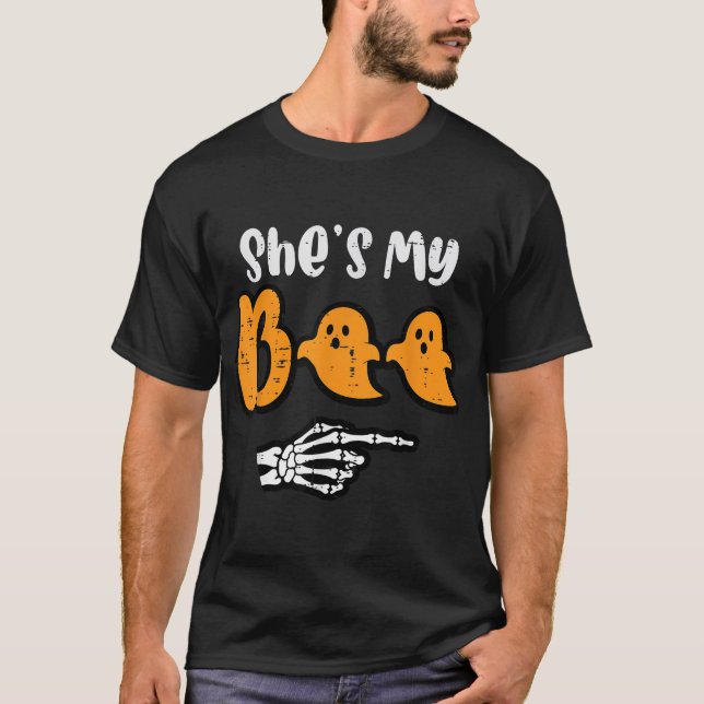 Halloween Matching ist mein Boo Skeleton-Paar T-Shirt (Vorderseite)