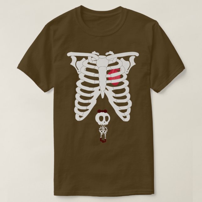 Halloween Maternity Baby Girl Skeleton Funny Pregn T-Shirt (Design vorne)