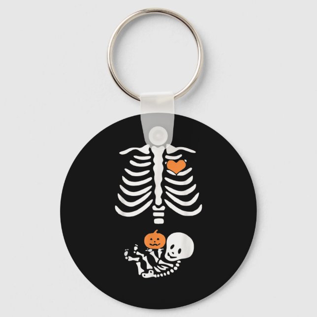 Halloween Maternity Skeleton Baby Heart Pregnancy  Schlüsselanhänger (Vorderseite)
