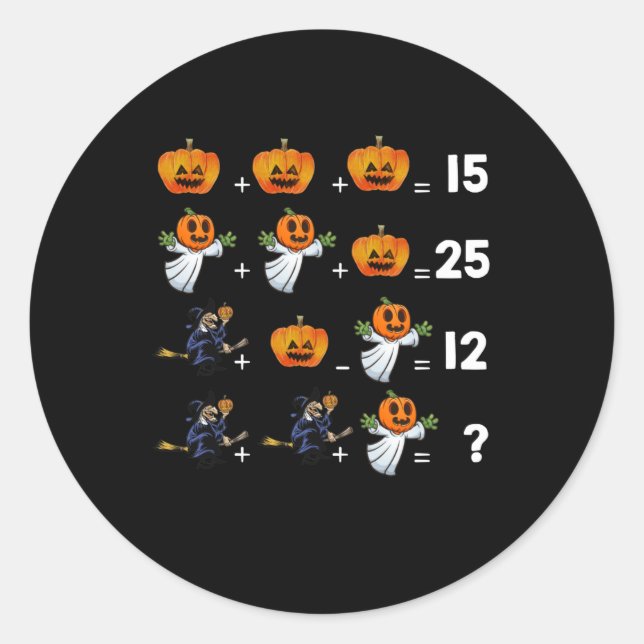 Halloween-Mathematik-Gleichungen für Mathematikleh Runder Aufkleber (Vorderseite)