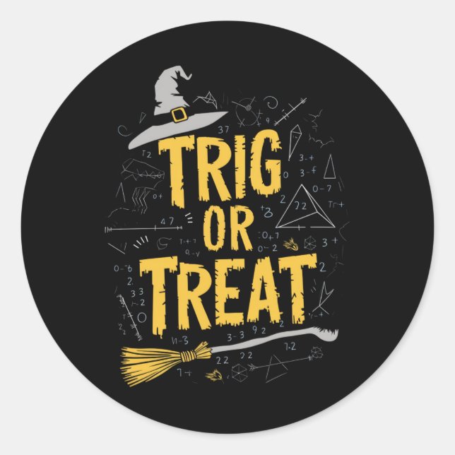 Halloween Mathematik Lehrer Trig oder Leckerei Sch Runder Aufkleber (Vorderseite)