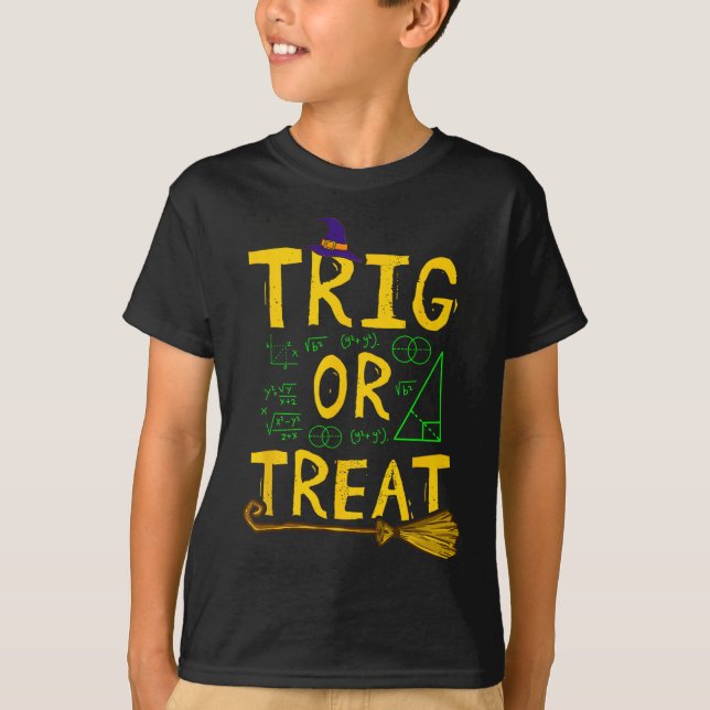 Halloween Mathematik Lehrer Trig oder Leckerei Stu T-Shirt (Vorderseite)