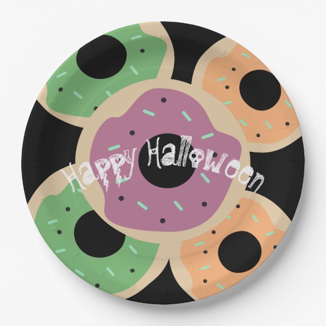 Halloween Mattiert Donut und Sprinkles Pappteller (Vorderseite)