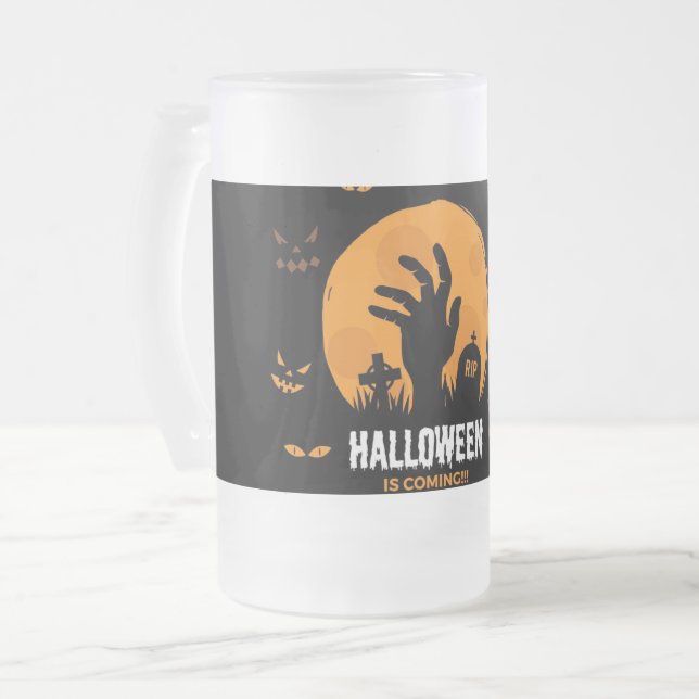 Halloween Mattiert Glass Biere Tasse (Vorderseite Links)