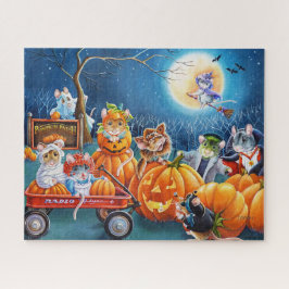 Halloween Mäuse in Pumpkin Patch Wasserfarbe Kunst Puzzle
